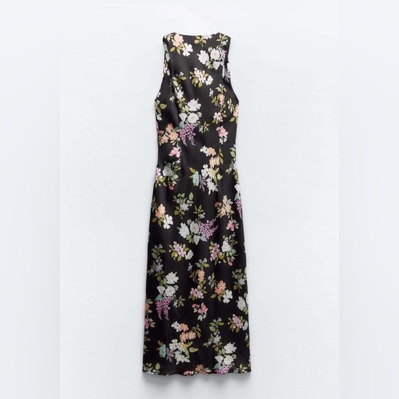 Zara Gathered Floral Print Midi Dress Event Wedding Guest Spring Size XL - Picture 10 of 16